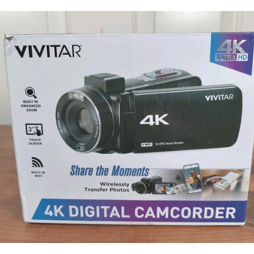 Vivitar 4K Digital Camcorder DVR4K-BLK 3" IPS Touch Screen WiFi Night Vision OB